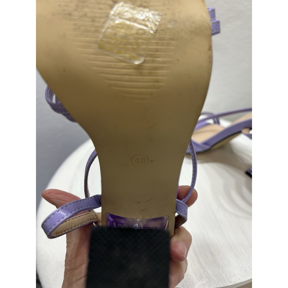 Crystal Heel Square Toe Lilac High Heel Strappy Sandals Women Size 40/US 9.5 EUC - Picture 10 of 10